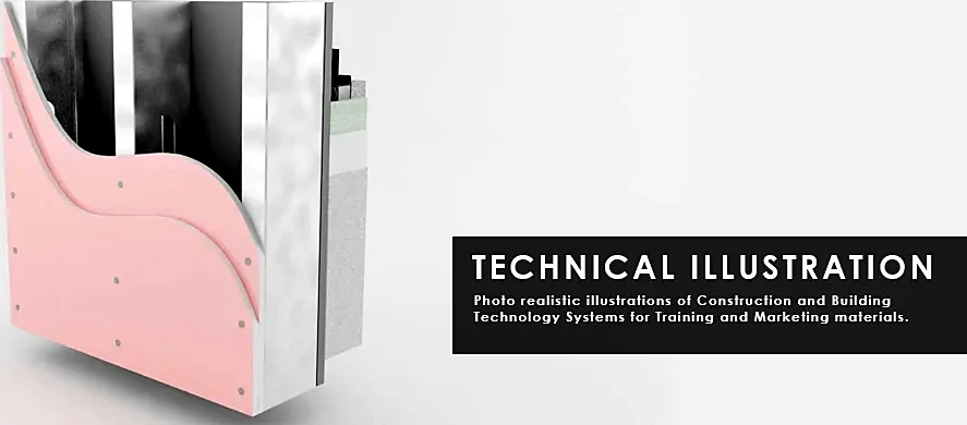 Technical illustration of a construction system